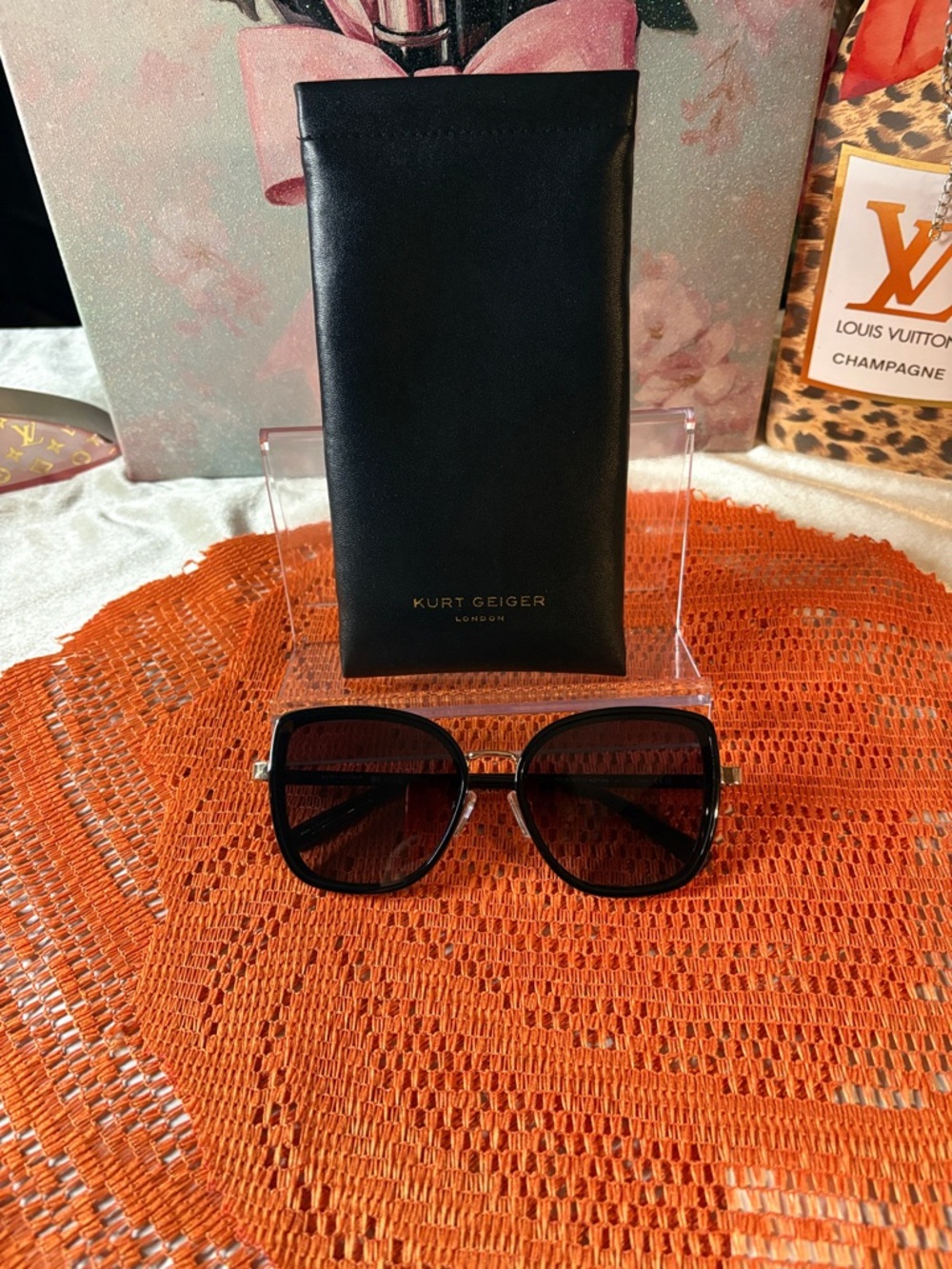Kurt Geiger Black Square Gradient Lens Sunglasses CAT 3